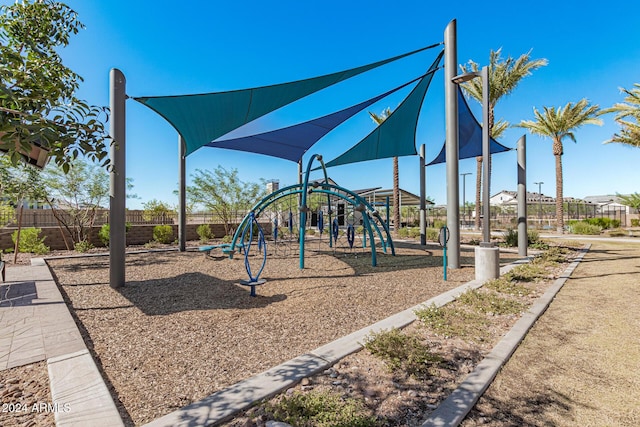 communal playground with fence