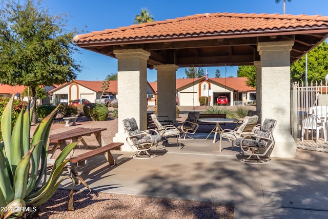 view of patio / terrace featuring a gazebo