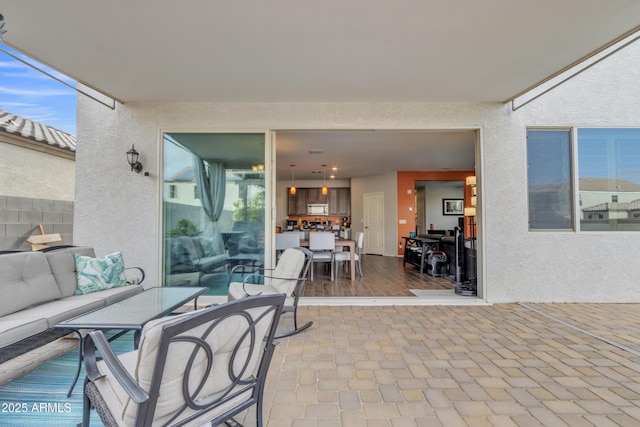 view of patio featuring an outdoor living space