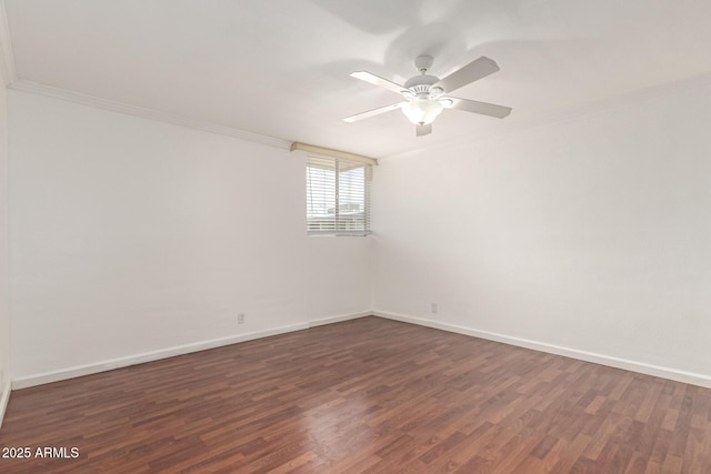 6767 N 7th St Unit 230, Phoenix, AZ 85014 - unfurnished room with ornamental molding, wood finished floors, a ceiling fan, and baseboards