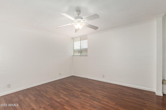 6767 N 7th St Unit 230, Phoenix, AZ 85014 - unfurnished room featuring dark wood-style flooring, crown molding, ceiling fan, and baseboards