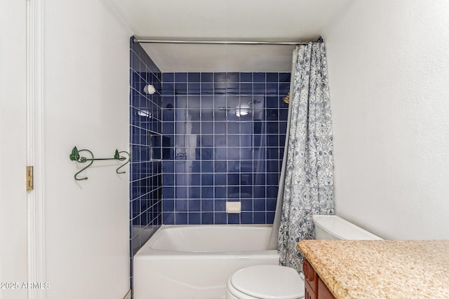 6767 N 7th St Unit 230, Phoenix, AZ 85014 - bathroom featuring toilet, vanity, and shower / tub combo with curtain
