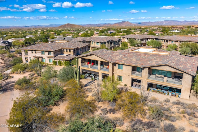 bird's eye view with a mountain view