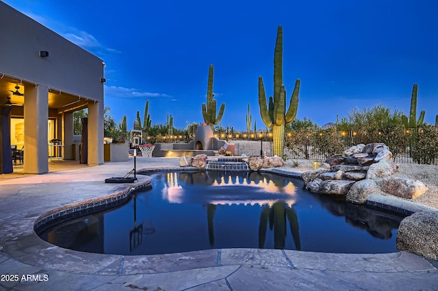 view of pool with fence, a patio area, and a fenced in pool