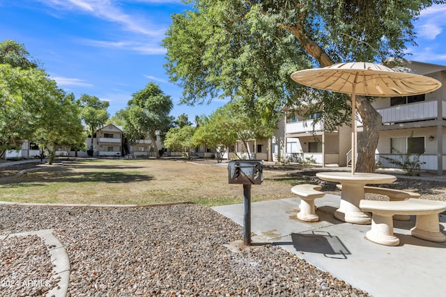 view of home's community featuring a lawn