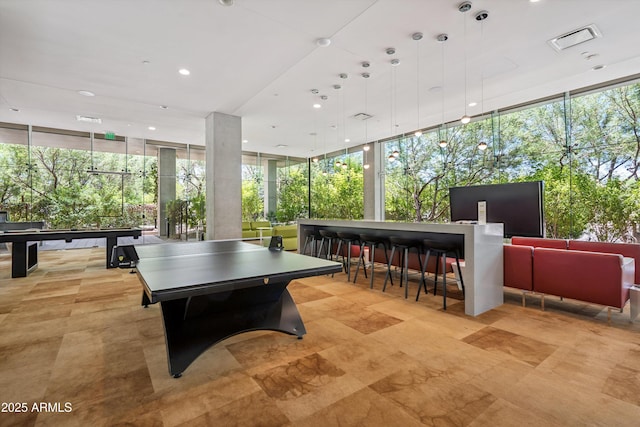 7180 E Kierland Blvd Unit 507, Scottsdale, AZ 85254 - rec room with floor to ceiling windows and recessed lighting
