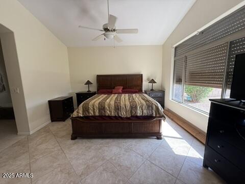 1038 S Palomino Creek Dr, Gilbert, AZ 85296 - bedroom featuring light tile patterned floors and a ceiling fan