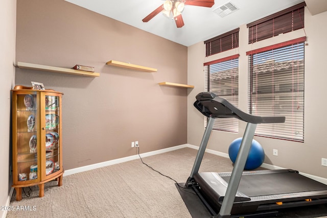 4041 N Silver Ridge Cir, Mesa, AZ 85207 - workout area with ceiling fan and carpet floors