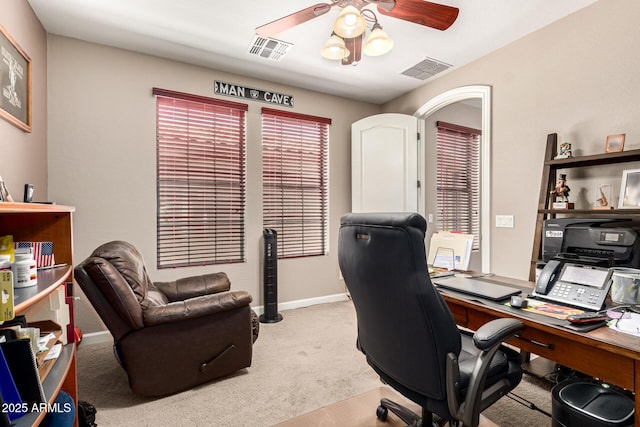 4041 N Silver Ridge Cir, Mesa, AZ 85207 - carpeted office space featuring ceiling fan and baseboards