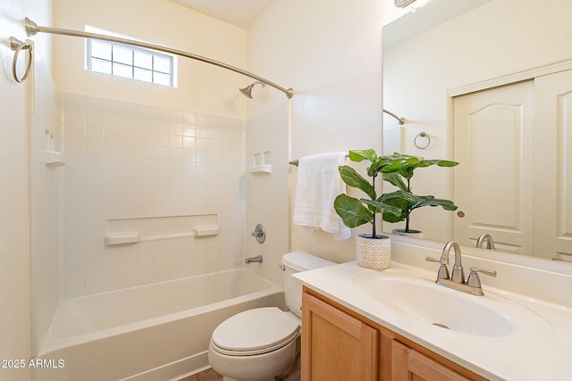 full bathroom with vanity, shower / bathing tub combination, and toilet