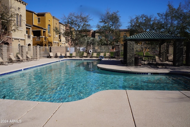 view of pool with a gazebo