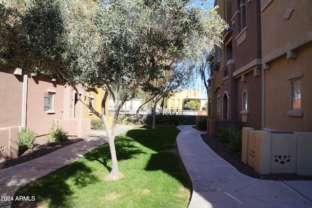 view of community featuring a lawn