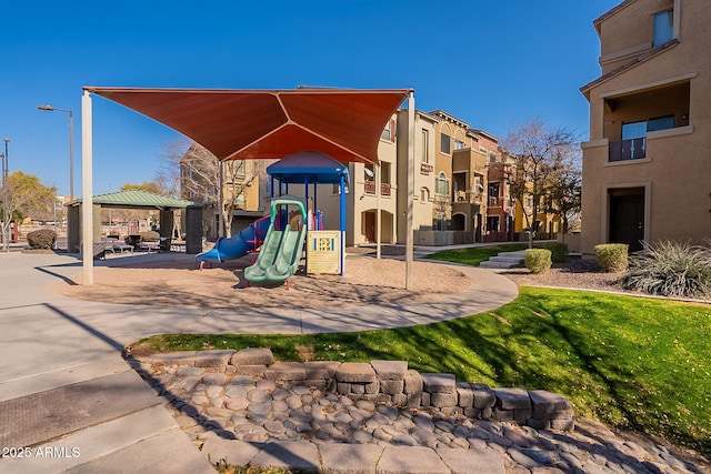 view of play area with a gazebo