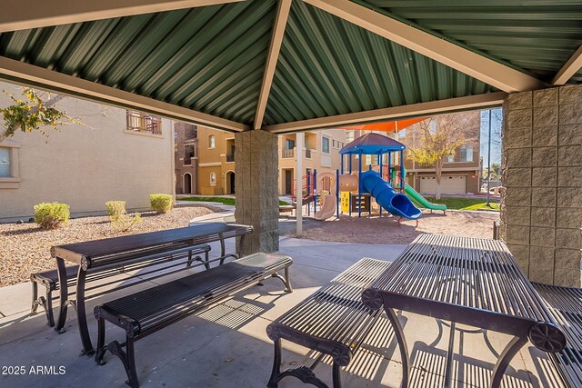 view of patio / terrace featuring a playground