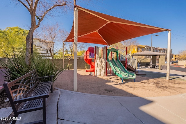 view of play area with a gazebo