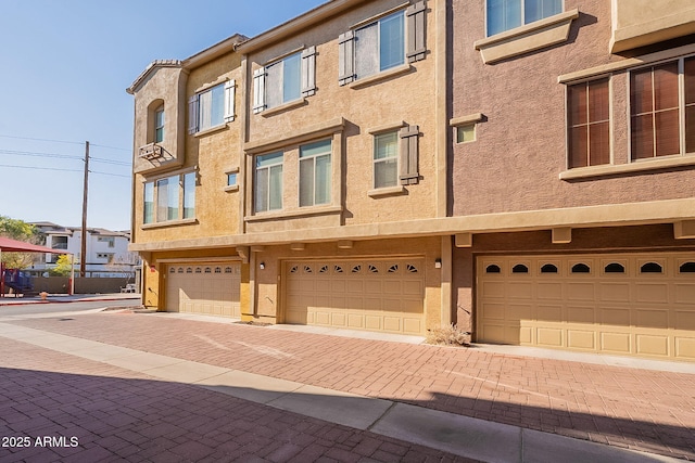 exterior space with a garage