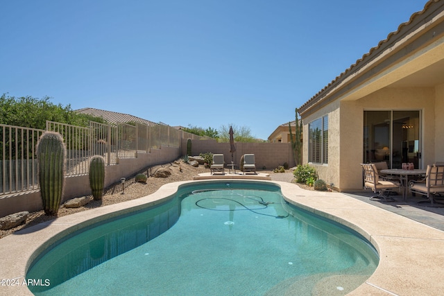 view of swimming pool with a patio