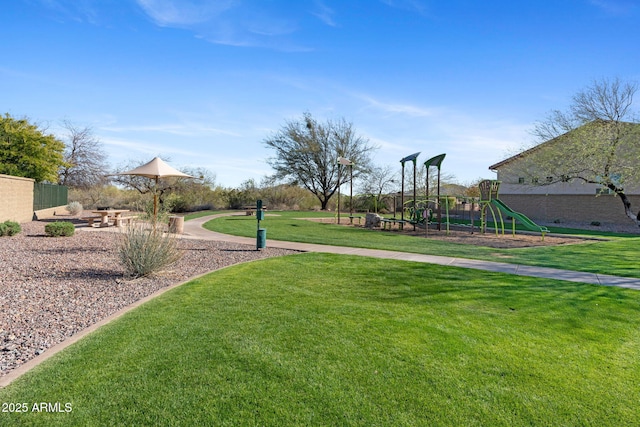 view of yard featuring playground community