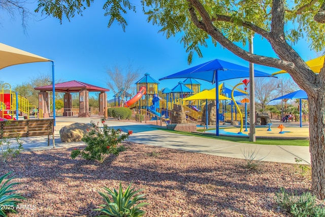 community play area featuring a gazebo