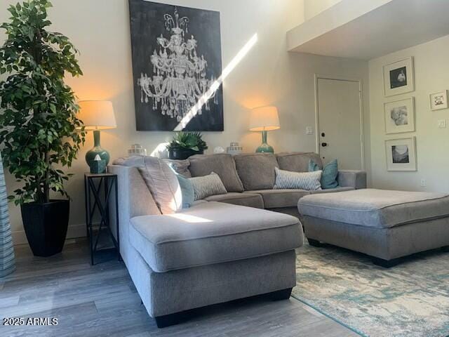 living room with hardwood / wood-style floors