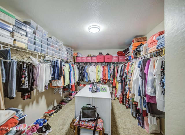 spacious closet with carpet