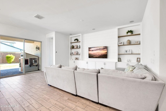 living room featuring light wood-type flooring