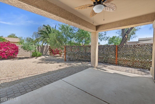21192 E Stirrup St, Queen Creek, AZ 85142 - view of patio / terrace featuring a fenced backyard and a ceiling fan