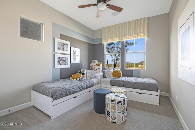 bedroom with carpet and ceiling fan