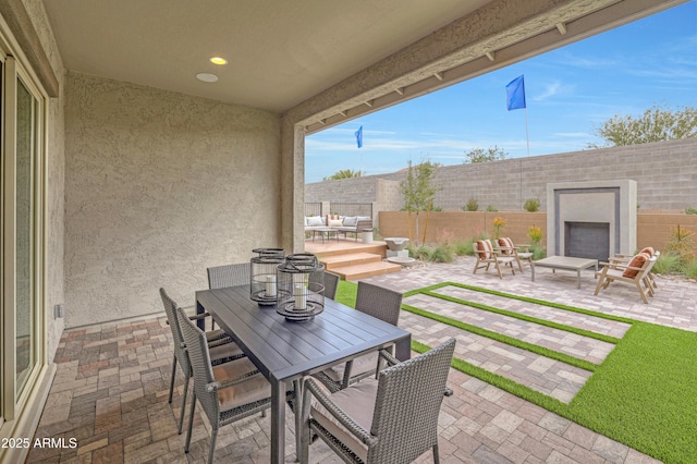 view of patio featuring an outdoor living space