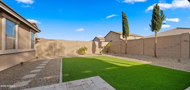 view of yard with a fenced backyard