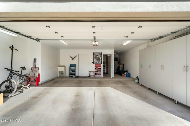 garage with a garage door opener