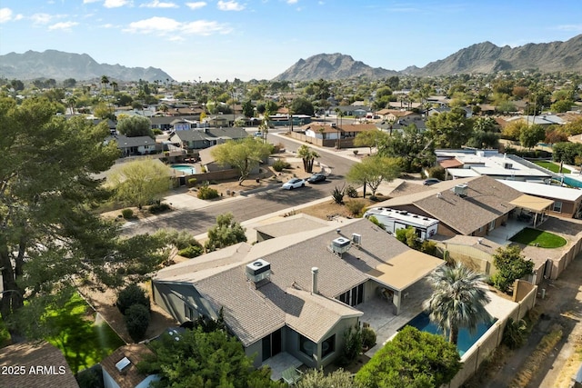 drone / aerial view with a mountain view