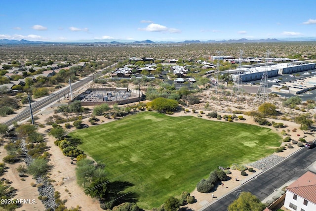 bird's eye view with a mountain view