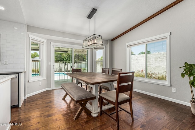 18820 N 33rd Ave, Phoenix, AZ 85027 - dining area featuring vaulted ceiling, dark wood finished floors, and a chandelier