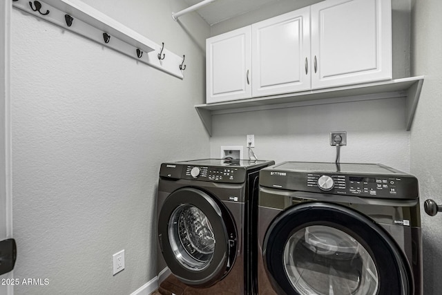 18820 N 33rd Ave, Phoenix, AZ 85027 - laundry area with cabinet space, washing machine and dryer, and a textured wall
