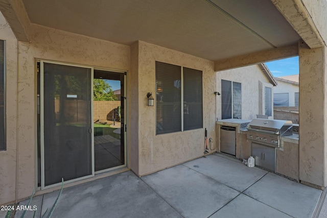 view of patio with grilling area and exterior kitchen