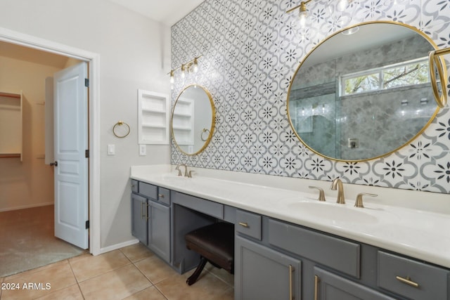 bathroom featuring vanity and tile patterned floors