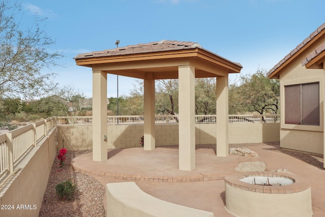 view of patio / terrace with a gazebo