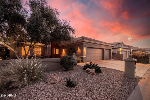 view of front of house with a garage