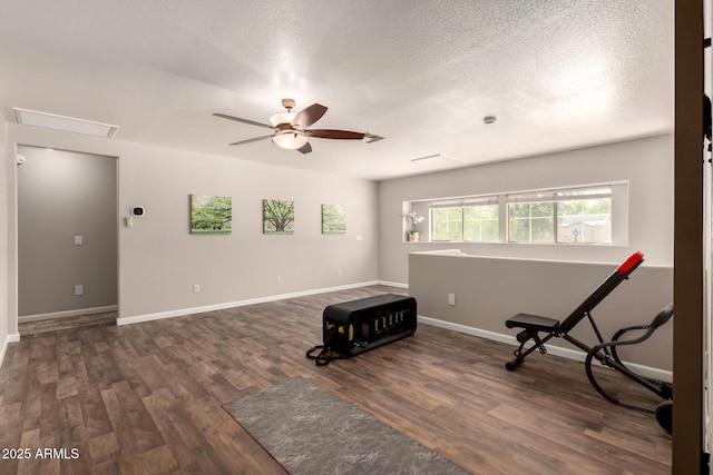 634 W Aviary Way, Gilbert, AZ 85233 - sitting room with a ceiling fan, wood finished floors, a textured ceiling, and baseboards