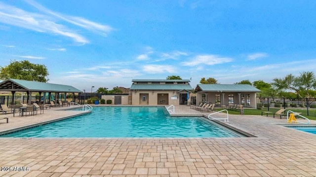 view of pool with a gazebo and a patio