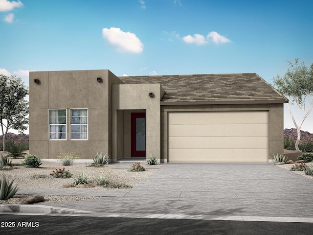 4238 W Brenley Dr W, San Tan Valley, AZ 85144 - pueblo-style home featuring a garage, concrete driveway, and stucco siding