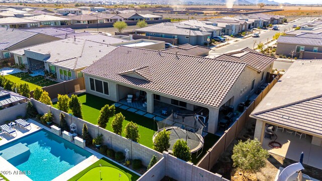 drone / aerial view with a residential view