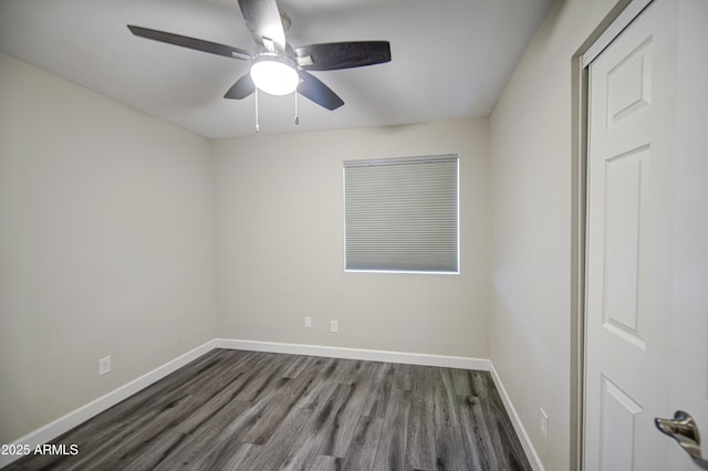 8523 W Whitton Ave, Phoenix, AZ 85037 - spare room with dark wood-style flooring, baseboards, and a ceiling fan
