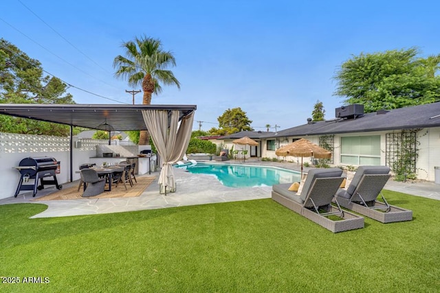 7508 N 13th Ave, Phoenix, AZ 85021 - view of swimming pool with a grill, a patio, and central AC