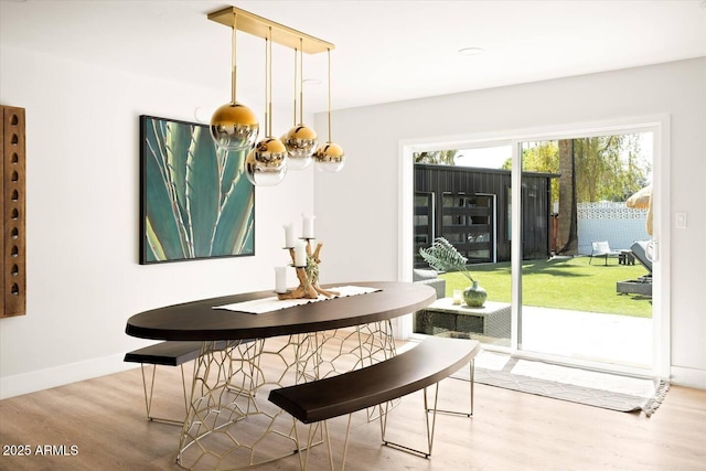 7508 N 13th Ave, Phoenix, AZ 85021 - dining space featuring wood finished floors, baseboards, and a chandelier