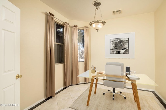 office with light tile patterned floors