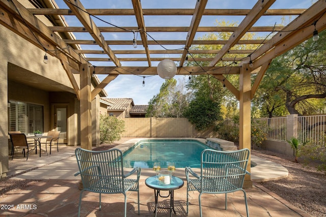 view of pool featuring a patio and a pergola