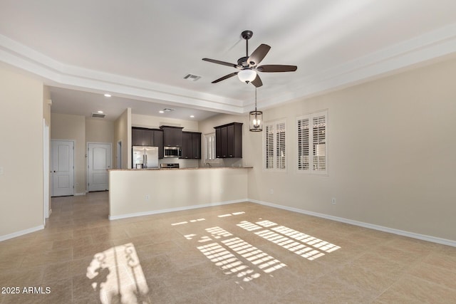 6202 E Mckellips Rd Unit 25, Mesa, AZ 85215 - unfurnished living room featuring ceiling fan, baseboards, and recessed lighting