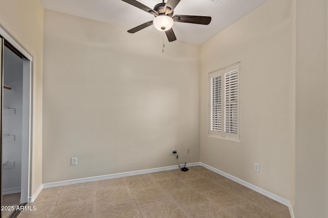 6202 E Mckellips Rd Unit 25, Mesa, AZ 85215 - empty room featuring a ceiling fan, baseboards, and light tile patterned flooring